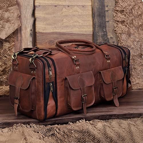 Handmade Vintage Travel Luggage 30 Inch Duffel Gym Sports Bag Weekender Travel O... - Image 8