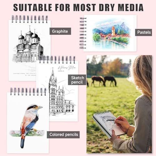 Sketch Book, 5.5" x 8.5" Sketchbook with 100 Sheets (68lb/100gsm), 1 Pack Drawin... - Image 5