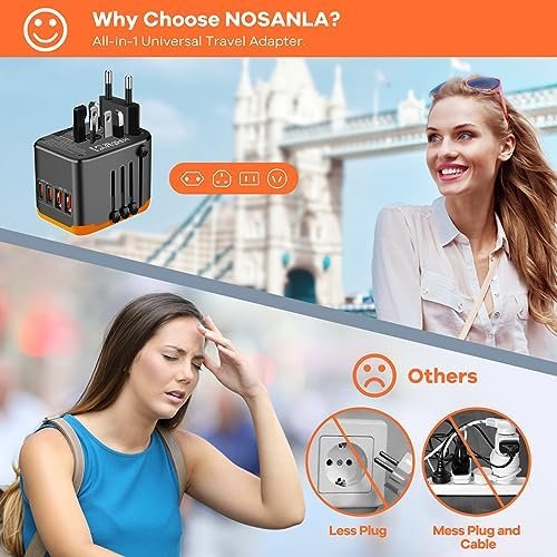Universal Travel Adapter, International Plug Adapter, All-in-1 Power Outlet Wall... - Image 8