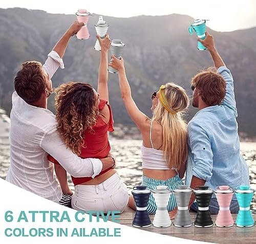 6 Pcs Collapsible Water Bottles 17 oz Silicone Foldable Water Bottles Portable T... - Image 6