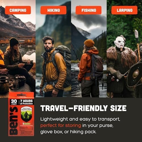 Ben's Tick & Insect Repellent Wipes - Travel Wipes with 30% DEET for Mosquitoes,... - Image 7