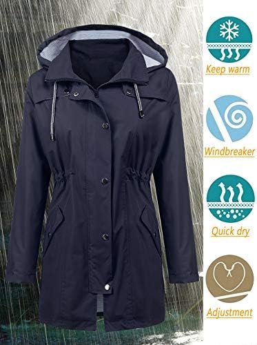 LOMON Raincoat Women Waterproof Long Hooded Trench Coats Lined Windbreaker Trave... - Image 3