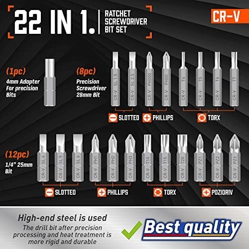 Amartisan 22 IN 1 Ratchet Screwdriver Set, Precision Multi-bit Ratchet Screw Dri... - Image 4