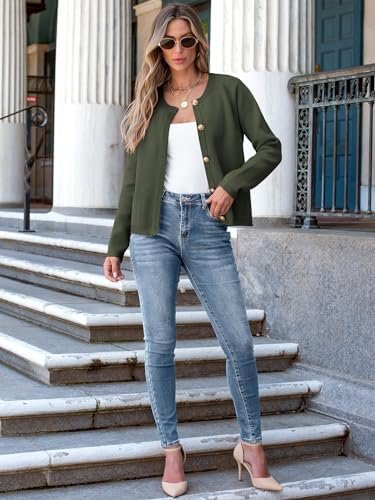 ANRABESS Women Striped Cardigan Sweaters Button Down Cropped Knit Lady Jackets C... - Image 8