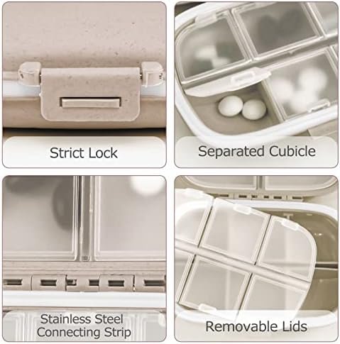 1Pack Travel Pill Organizer, 8 Compartments Portable Pill Case, Small Pill Box f... - Image 6