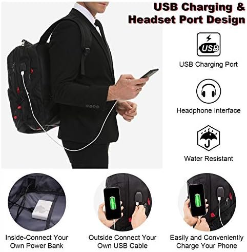 LOVEVOOK Travel Laptop Backpack Waterproof Anti Theft Backpack with Lock and USB... - Image 5