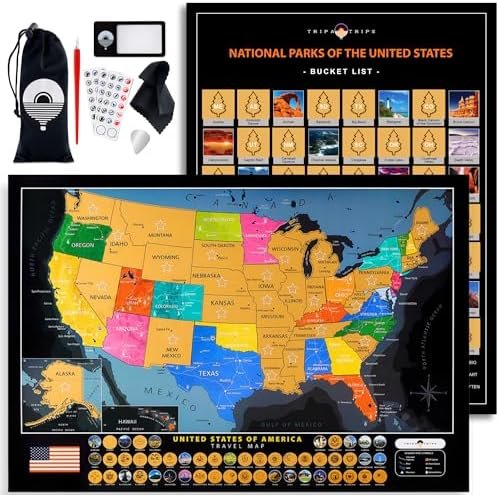 Scratch off Map of United States & All 63 USA National Parks Poster - Easy-to-Sc... - Image 2