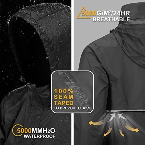 Outdoor Ventures Men's Rain Jacket Waterproof Lightweight Packable Rain Pullover... - Image 3