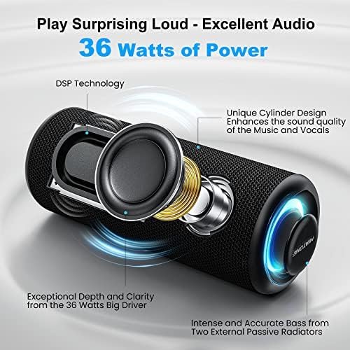 MIATONE Bluetooth Speakers 36W Portable Speaker with Stereo Sound Bass, Bluetoot... - Image 3