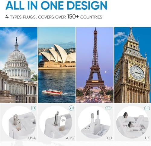 LKY DIGITAL Universal Travel Adapter USB C, International Power Adapter with 1 U... - Image 3