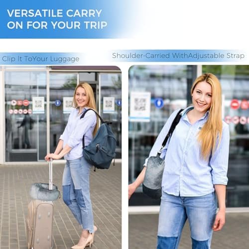 Stuffable Travel Pillow for Extra Luggage, Velvet Travel Neck Pillow with Adjust... - Image 8
