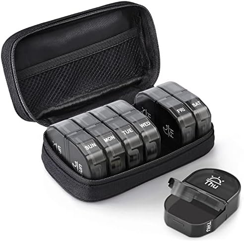 AUVON Canvas Bag Travel Pill Organizer 2 Times a Day, Large AM/PM Weekly Pill Bo... - Image 2