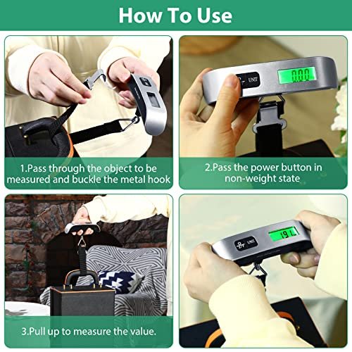 Weewooday 3 Pieces Digital Travel Luggage Scale 110 Lbs Hand Held Digital Weight... - Image 5