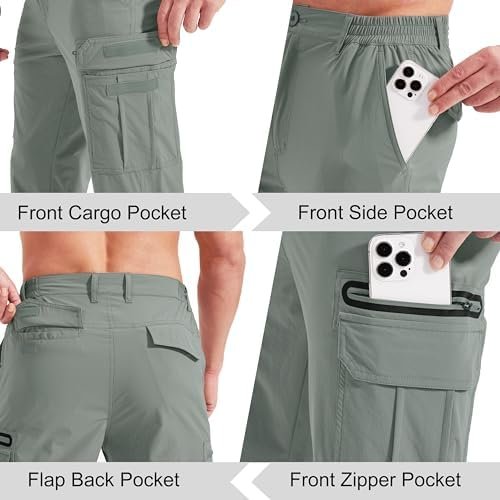 NATUVENIX Hiking Pants Men Lightweight Travel Pants for Men Stretch Mens Cargo W... - Image 4