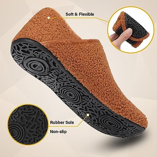 Scurtain Men Women Slippers House Slipper Socks Unisex Adults House Shoes Velvet... - Image 5