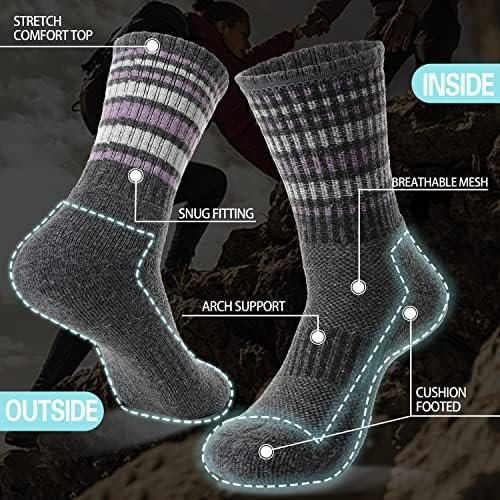 EBMORE 5 Pairs Womens Merino Wool Hiking Socks Thermal Warm Winter Boot Crew Cus... - Image 3