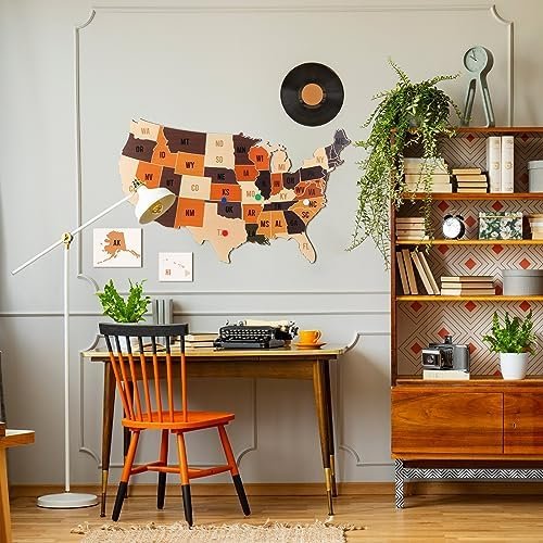 Kigley Wooden Board Map of the United States with 50 Push Pins to Mark Travel 17... - Image 7