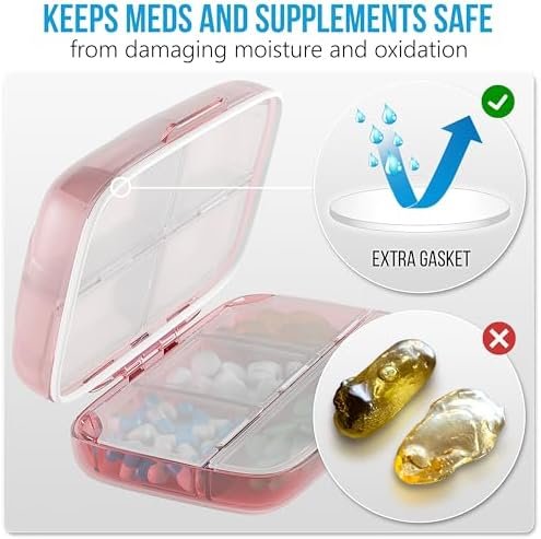 Pill Organizer Airtight Pill Box Large Pill Dispenser Home Travel Supplement Hol... - Image 3