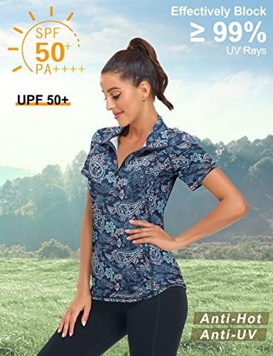LURANEE Women's Short Sleeve Moisture Wicking Athletic Shirts Quarter Zip Pullov... - Image 5