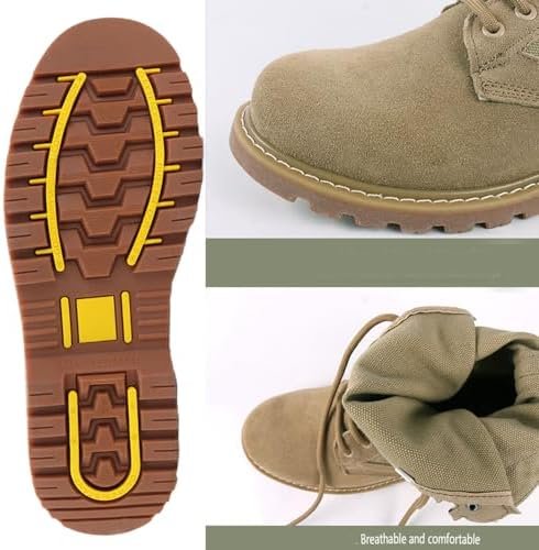 Lightweight 8 inch Mid Ankle Beige Military Swat Desert Boots Hiking BootsTrekki... - Image 5