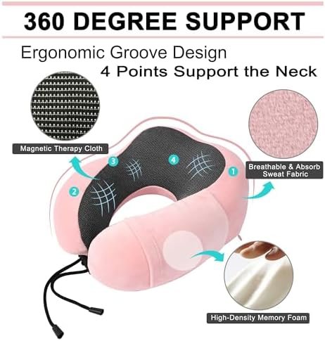 Travel Pillow and Blanket Set Neck Pillow Airplane with Sleep Mask Memory Foam f... - Image 4