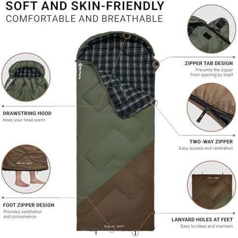 KingCamp Sleeping Bag for Adults, Winter | Flannel Lined Cold Weather 3-4 Season... - Image 5
