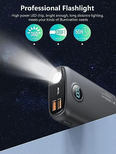 Portable Charger 30,000mAh-Output Input USB C Fast Charging LED Display SCP22.5W... - Image 6