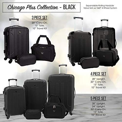 Travelers Club Chicago Hardside Expandable Spinner Luggage, Black, 5 Piece Set - Image 3