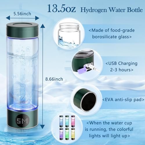 Hydrogen Water Bottle 13.5 OZ (400ml) Portable Hydrogen Water Ionizer Machine wi... - Image 5
