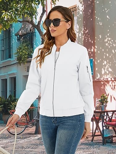TACVASEN Women's Bomber Jackets Lightweight Casual Jacket Full Zip Windbreaker F... - Image 8