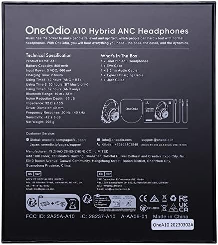 OneOdio Hybrid Active Noise Cancelling Headphones - 62H Battery, Hi-Res Audio, T... - Image 9
