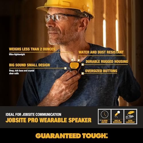 DEWALT Wearable Bluetooth Speaker (Updated Version), Clip-On Wireless Jobsite Pr... - Image 6