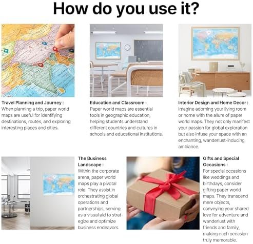 (AquaShield) Double-Sided World Map Poster - 24h x 36w Large Wall Decor - Waterp... - Image 8