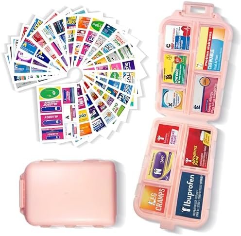 Pill Organizer with Medicine Labels 161 Labels Travel Daily Pill Container Mini ... - Image 2