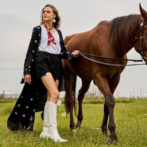 Susanny Knee High Cowboy Boots for Women Embroidered Western Cowgirl Boots for W... - Image 4