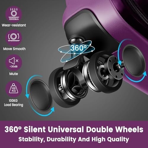 Luggage 2-Piece Set Suitcase Spinner Hardshell Lightweight TSA Lock Purple, 14",... - Image 5