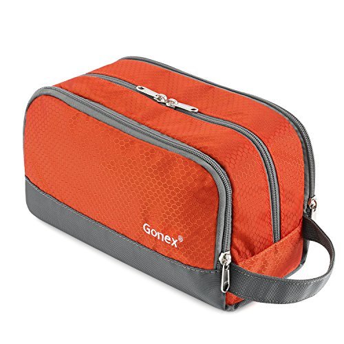 Travel Toiletry Bag Nylon, Gonex Dopp Kit Shaving Bag Toiletry Organizer Orange - Image 2