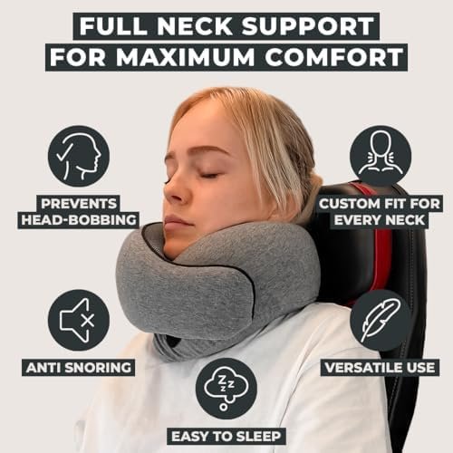 FlyHugz Neck Travel Pillow | Memory Foam Neck Pillow for Comfort on Airplane | ... - Image 3