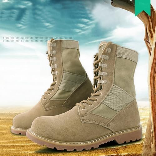 Lightweight 8 inch Mid Ankle Beige Military Swat Desert Boots Hiking BootsTrekki... - Image 6