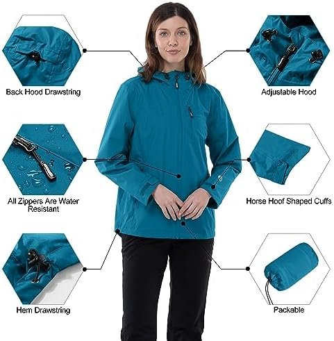 Outdoor Ventures Packable Rain Jacket Women Lightweight Waterproof Raincoat with... - Image 6