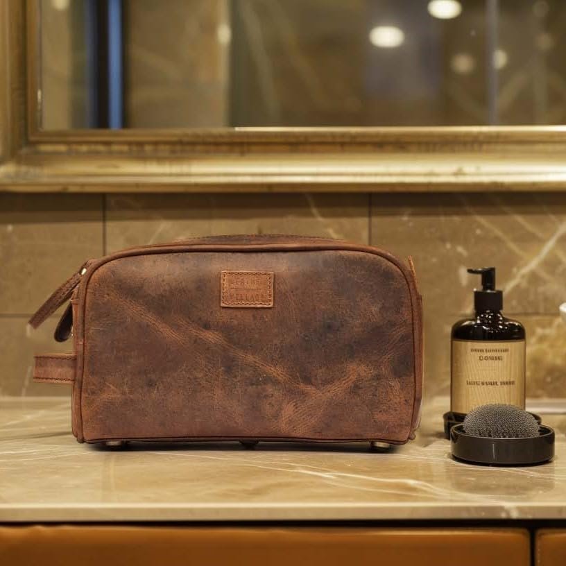 LEATHER VILLAGE Premium Leather Toiletry Travel Pouch With Waterproof Lining - B... - Image 10