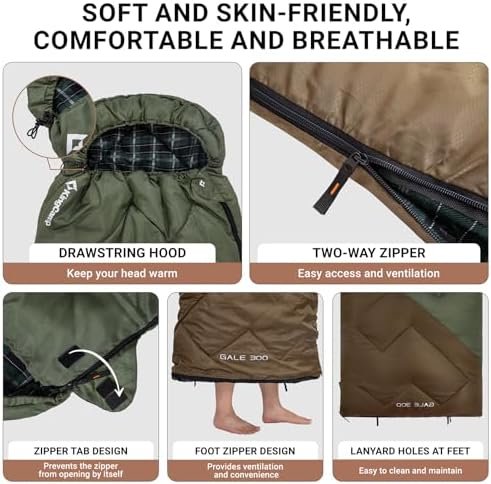 KingCamp Sleeping Bag for Adults, Winter | Flannel Lined Cold Weather 3-4 Season... - Image 6