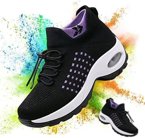 Padgene Women Walking Shoes Sock Sneakers Slip-On Breathable Mesh Trainers Women... - Image 5