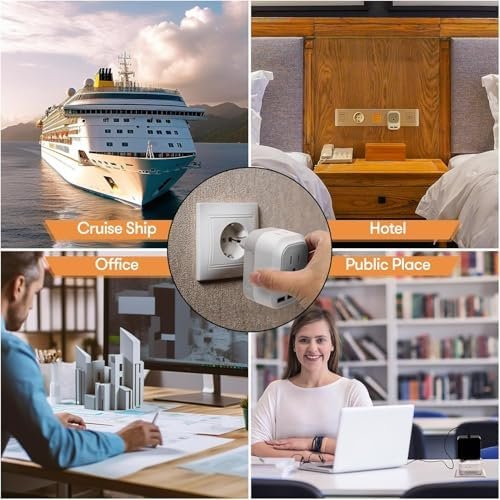 220V to 110V Voltage Converter with 2 USB Port 2 USB C International Power Adapt... - Image 7