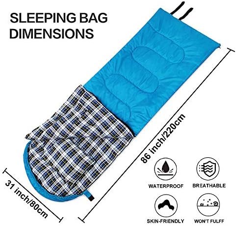 Desert & Fox Cotton Flannel Sleeping Bags with Pillow, 4 Season Warm & Cold Weat... - Image 3