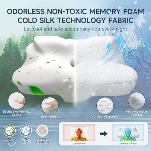 Memory Foam Cervical Pillow - Side Sleeper Pillow Neck Back Shoulder Comfortable... - Image 6