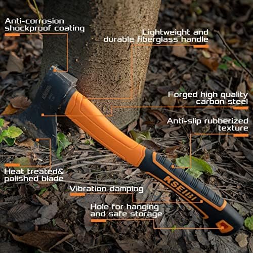 KSEIBI Wood Axe, Small Outdoor Camp Hatchet for Splitting and Kindling Wood, For... - Image 4