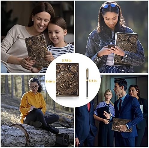 FEIDIAO Vintage Map Embossed Leather Notebook Travel Journal-Daily Notepad-Busin... - Image 8