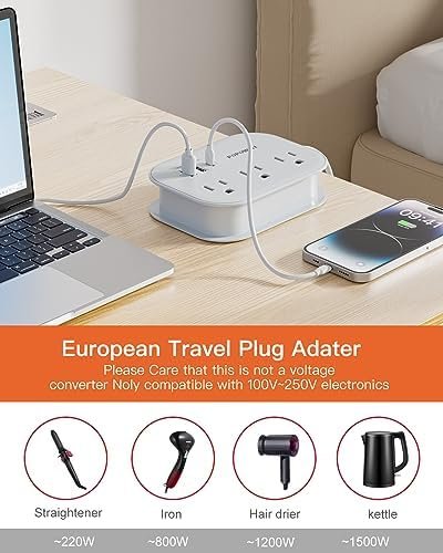 European Travel Plug Adapter USB C, Popowell International European Plug Adapter... - Image 7