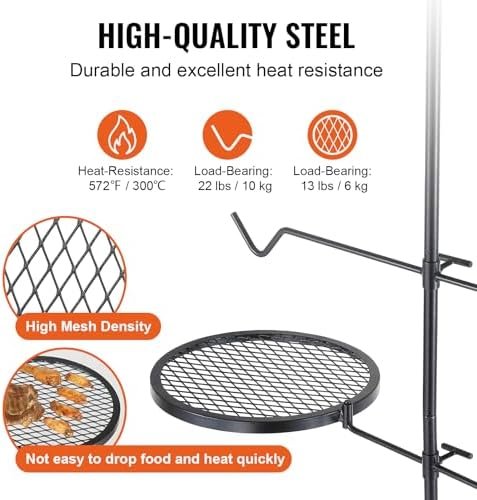 VEVOR Swivel Campfire Grill, Fire Pit Grill Grate over Fire Pits, Heavy Duty Ste... - Image 7